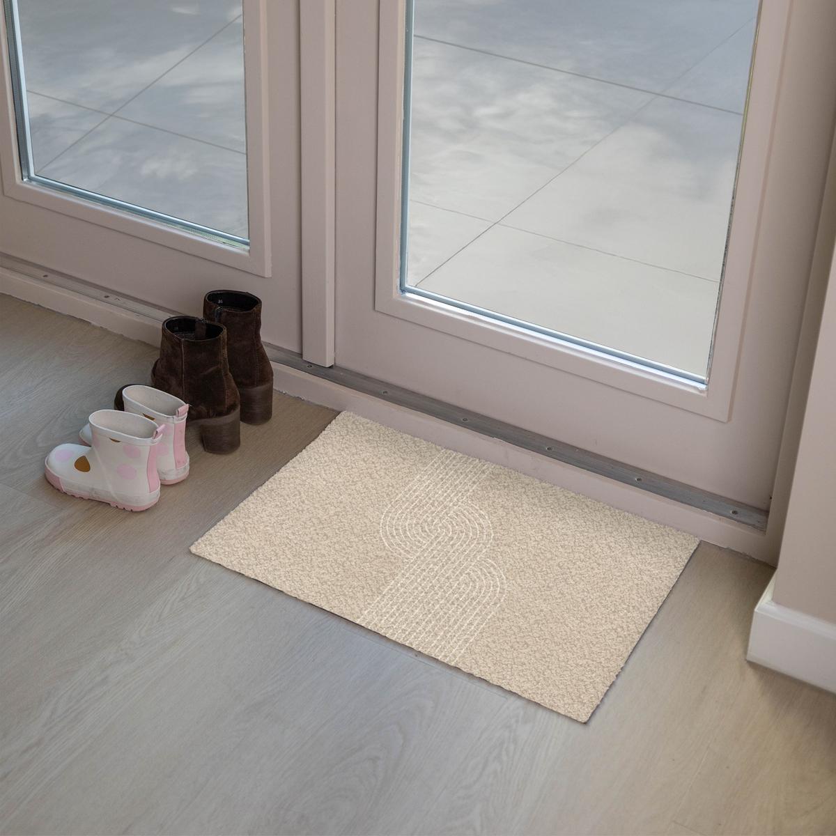 FUSSMATTE Parallele Linien - Leichte Textur - Beige Türmatte 60x40 cm - Beige, Kunststoff (60/0.4cm) - MuchoWow
