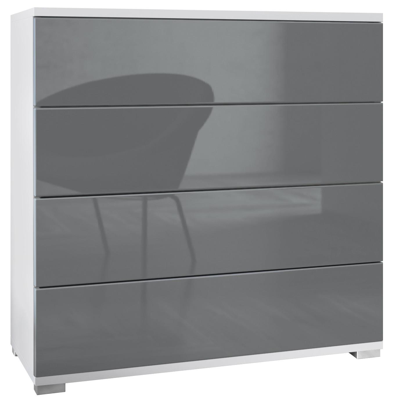 KOMMODE Pavos Grau Hochglanz - Grau, Holzwerkstoff (76/76/35cm) - Vladon