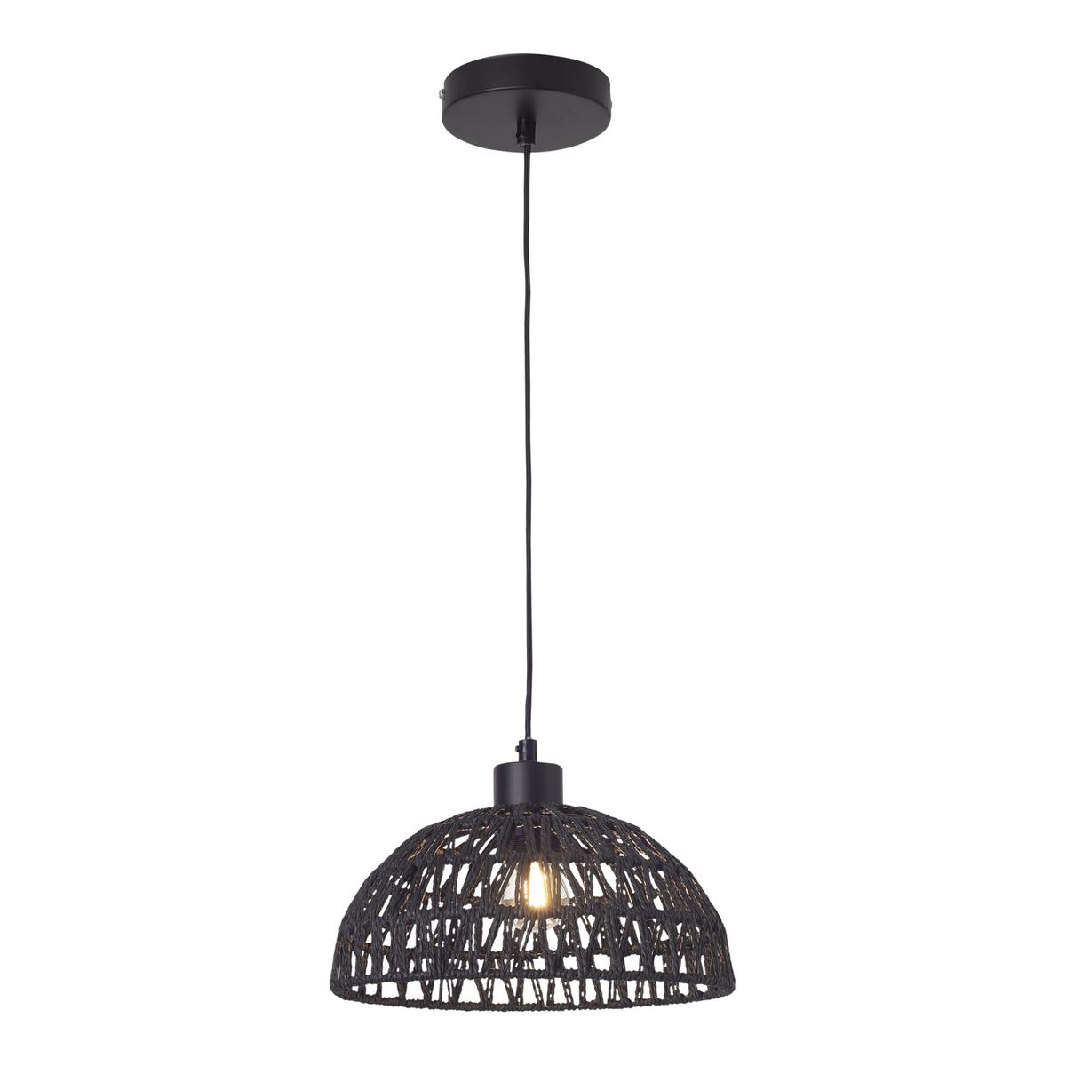 HÄNGELAMPE Alton - Schwarz, Naturmaterialen/Metall (25/25/156cm) - lux.pro