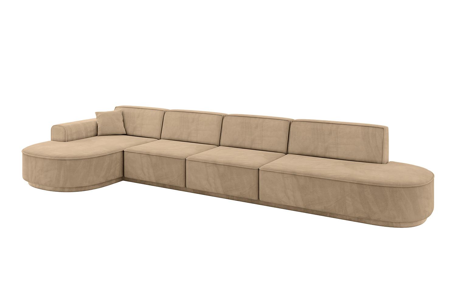 ECKSOFA Ottomane Links MARI-L3-v3 - 413x171x83 cm Taupe Velours - Taupe/Schwarz, Holzwerkstoff/Kunststoff (413/171cm) - ALTDECOR