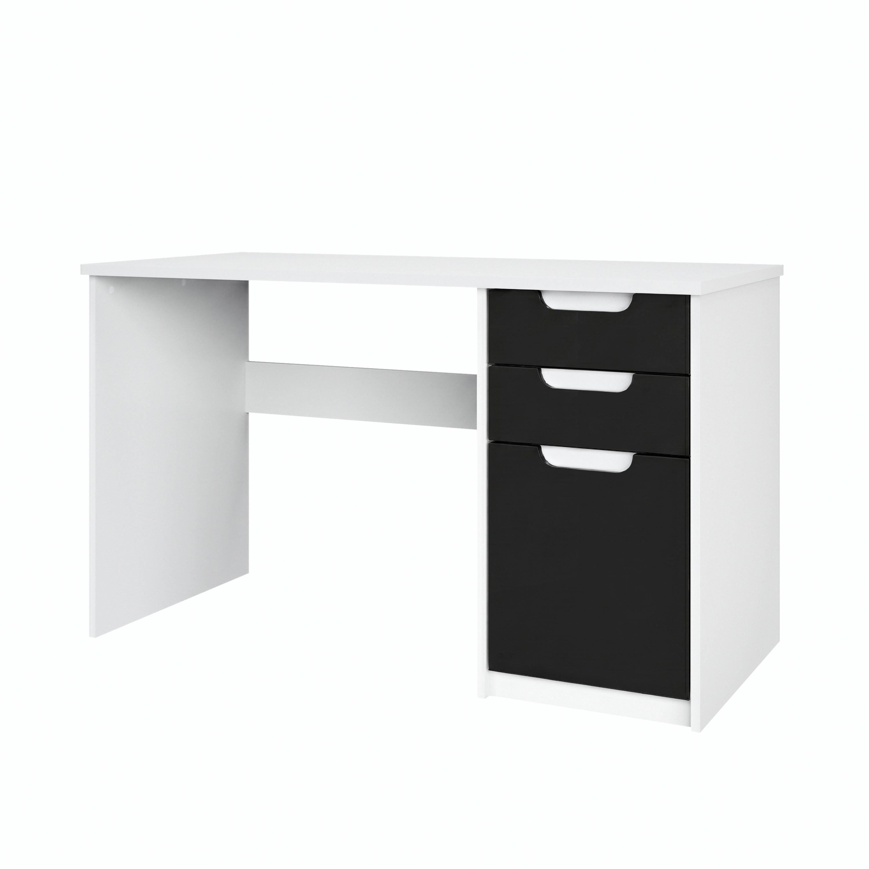 SCHREIBTISCH Logan Fronten in Schwarz matt - Schwarz, Holzwerkstoff (60/129/76cm) - Vladon