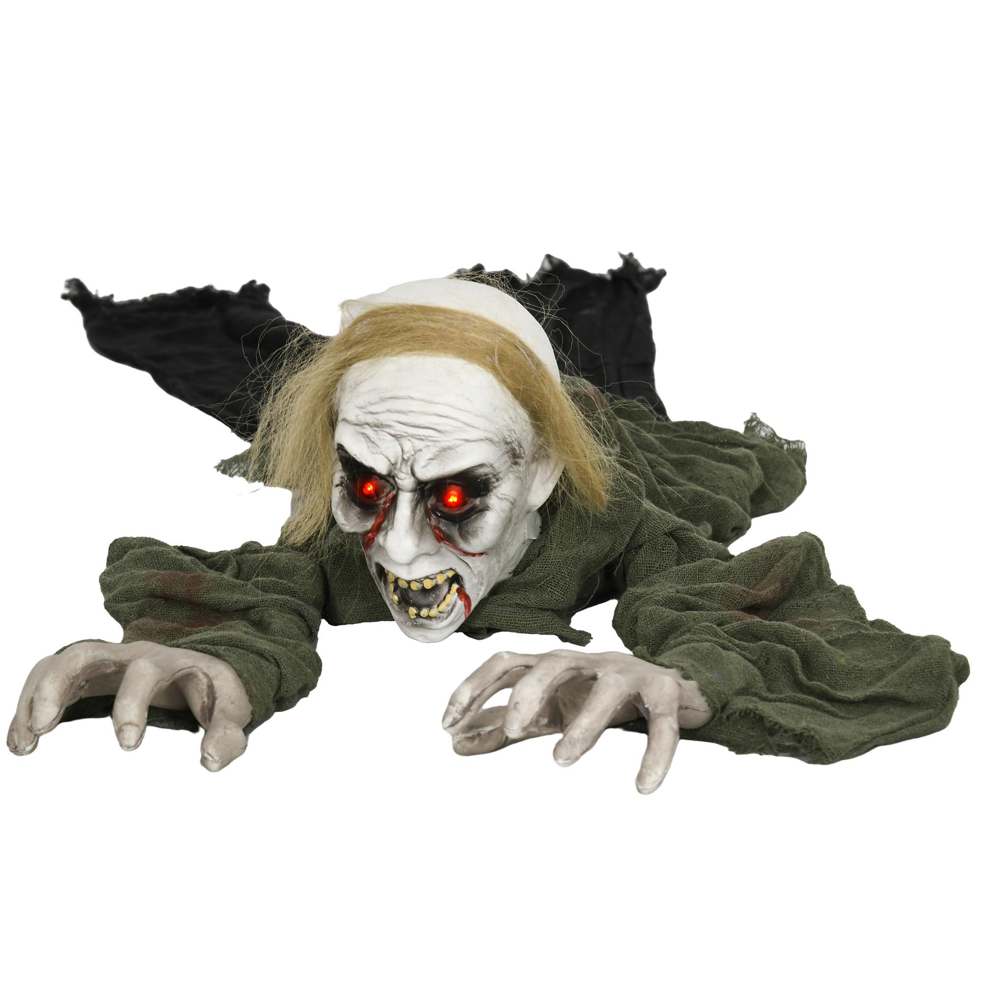 HALLOWEEN-DEKORATION Zombie Untoter Halloween-Zombie mit Leuchtende Augen - Multicolor, Kunststoff (20/167/52cm) - HOMCOM