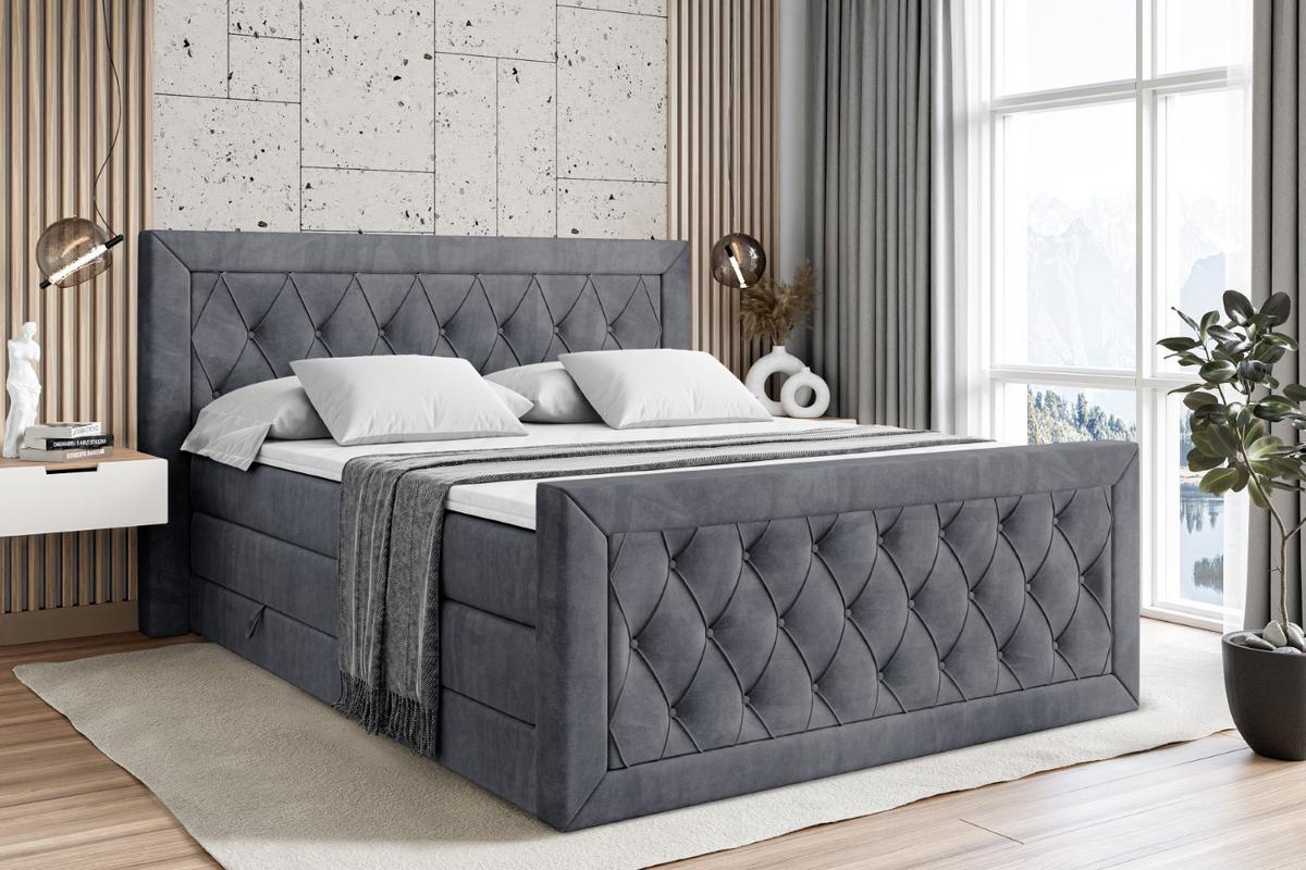 BOXSPRINGBETT NOEL-Z KING - 200 x 200 - H3/H4 - Dunkelgrau - Dunkelgrau, Holzwerkstoff (200/200cm) - ALTDECOR