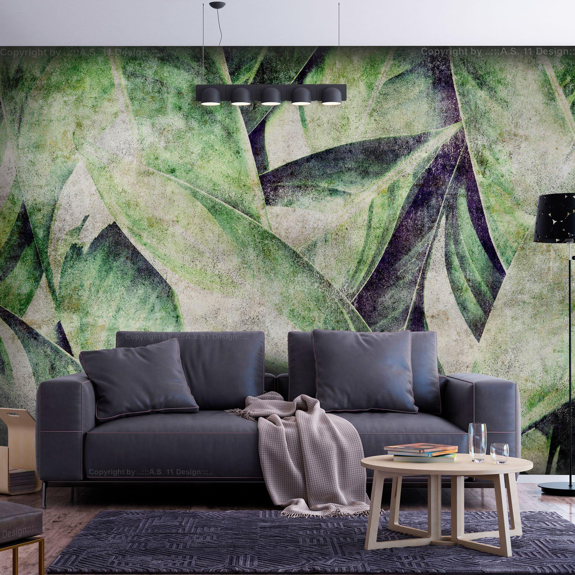 SELBSTKLEBENDE FOTOTAPETE 294/210 cm - Schwarz/Grün, Kunststoff/Textil (294/1cm) - KUNSTLOFT