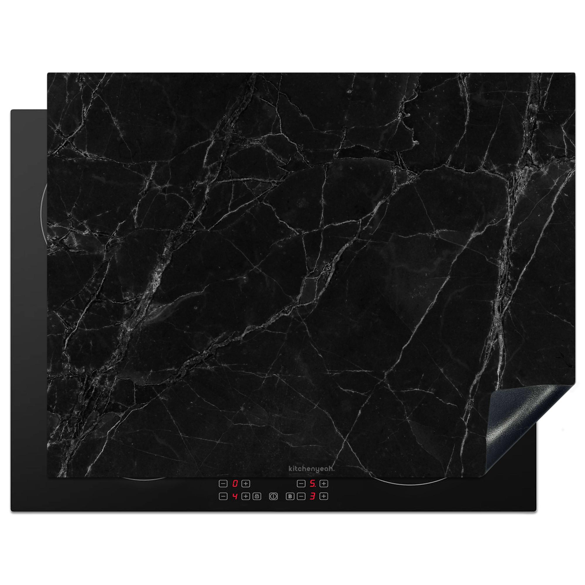 HERDABDECKPLATTE Schwarz - Marmor Induktionsmatte 77x59 cm - Schwarz, Kunststoff (77/59/0.2cm) - MuchoWow