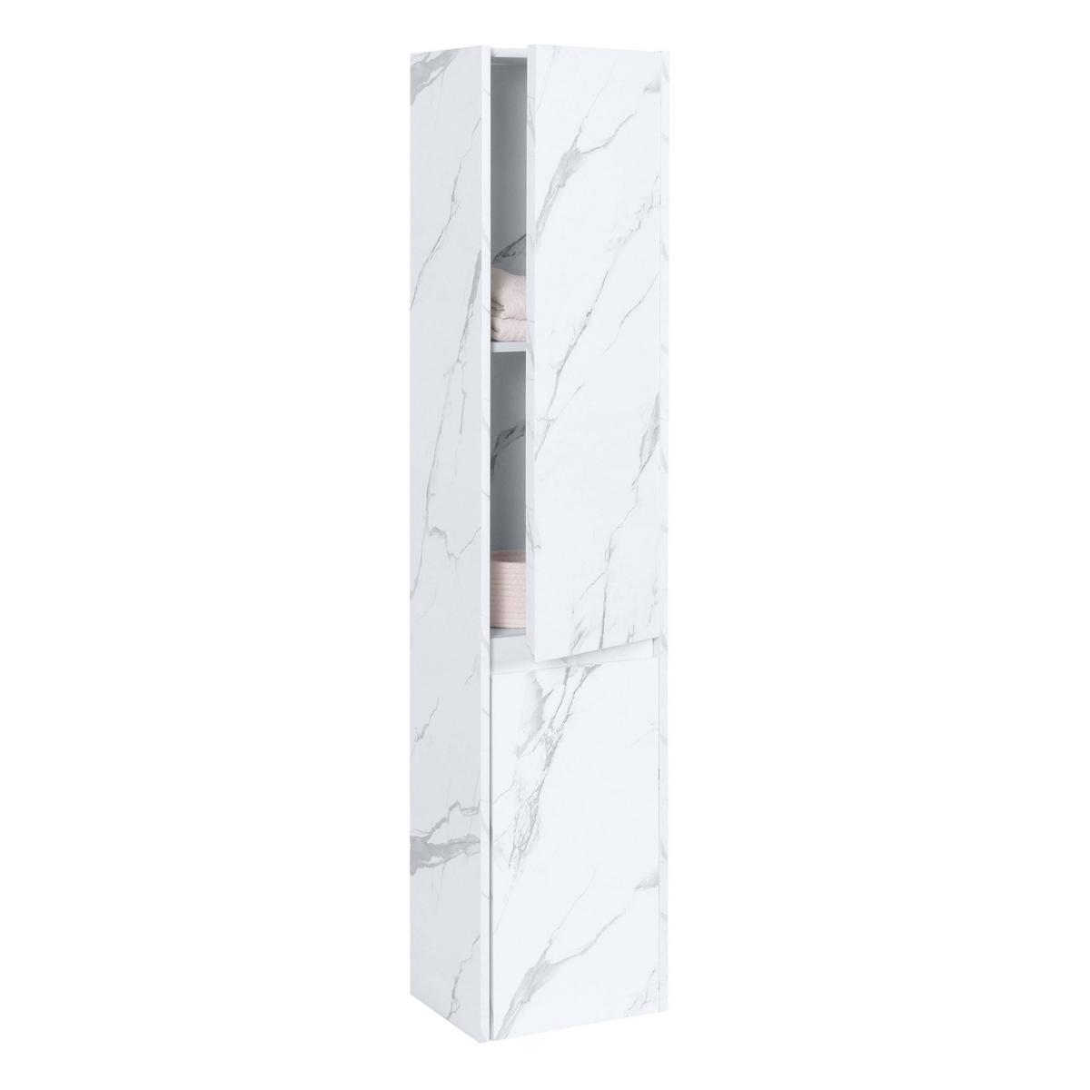HÄNGESCHRANK Marmor Weiß Dekor - Weiß/Grau, Holzwerkstoff (33/160/28cm) - MCW