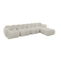 ECKSOFA modulares Sofa Rechts Miko-L3 390x205x75 Creme Cord - Schwarz/Mokka, Holzwerkstoff/Kunststoff (390/205cm) - ALTDECOR