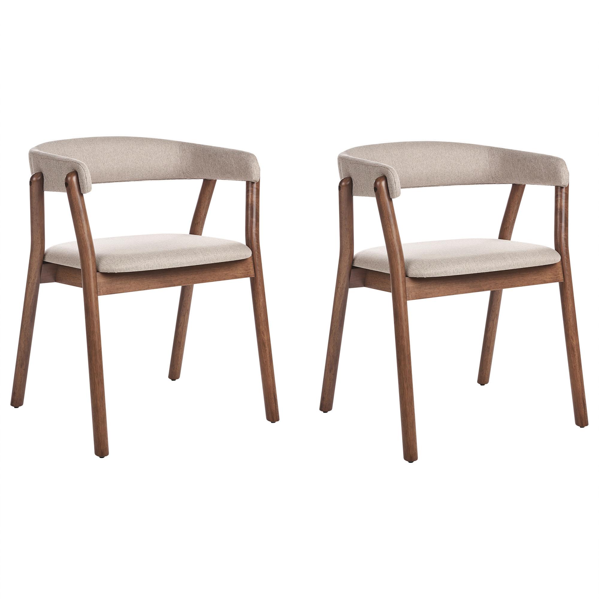 ESSZIMMERSTUHL 2er-Set Beige Mylo - Beige/Braun, Textil (58/77/56cm) - Beliani