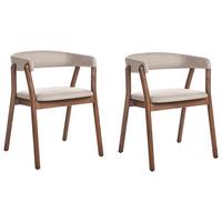 ESSZIMMERSTUHL 2er-Set Beige Mylo - Beige/Braun, Textil (58/77/56cm) - Beliani