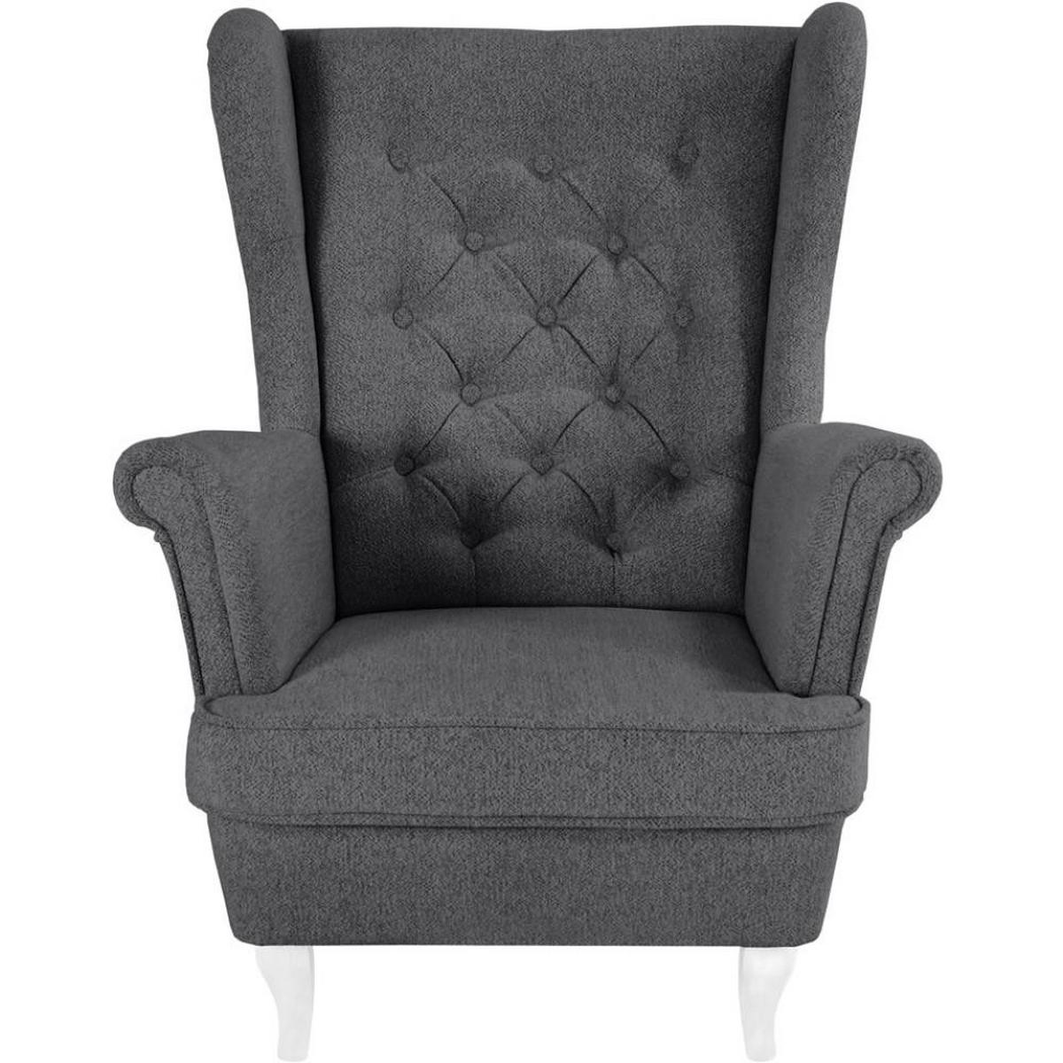 CHESTERFIELD-SESSEL Falco dunkelgrau mit Weiß Holzbeinen - Dunkelgrau/Weiß, Holz/Textil (82/102/92cm) - Beautysofa
