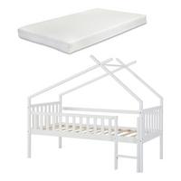 KINDERBETT Sotkamo mit Matratze - Weiß, Holz (90/200cm) - [en.casa]