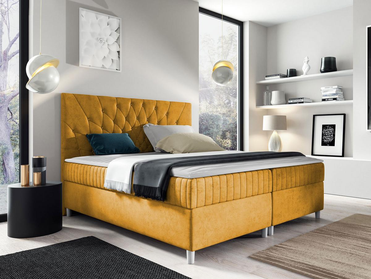 BOXBETT Prowansja - H3 - Gelb, Holz (160/200cm) - MIRJAN24