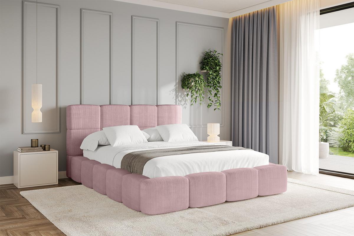POLSTERBETT mit Bettkasten und Lattenrost, Bett mit Kopfteil, Boxbett ohne Matratze, Doppelbett mit Stauraum - NATA 120x200 Rosa - Rosa, Holzwerkstoff/Textil (120/200cm) - ALTDECOR
