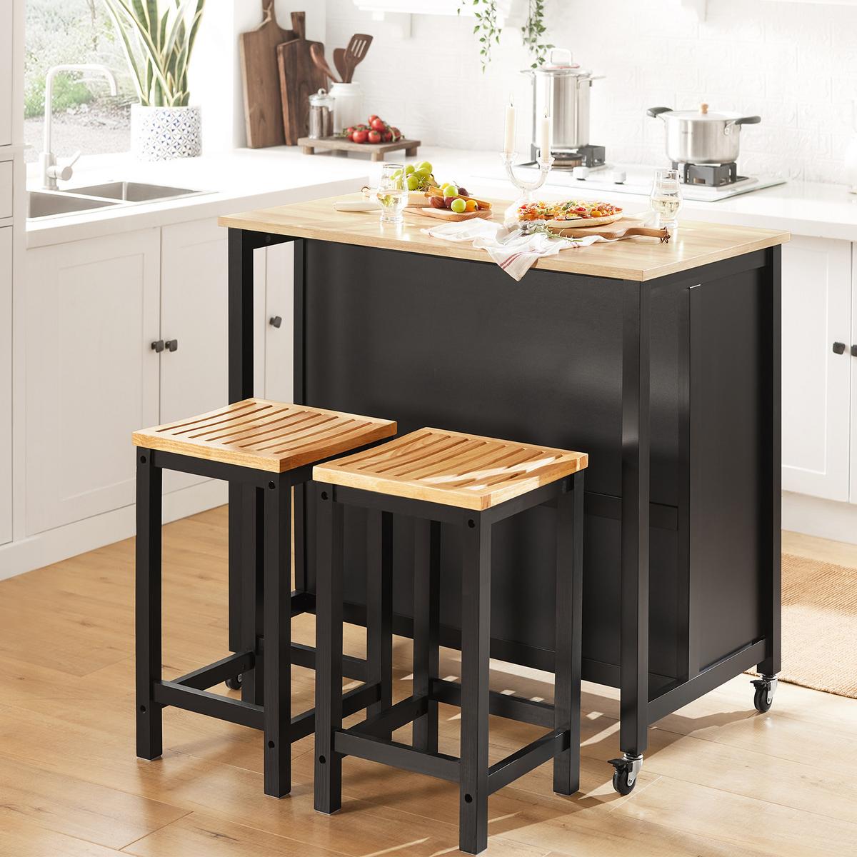 KÜCHENINSEL rollbar Schwarz - Schwarz, Holzwerkstoff (100/94/60cm) - SoBuy