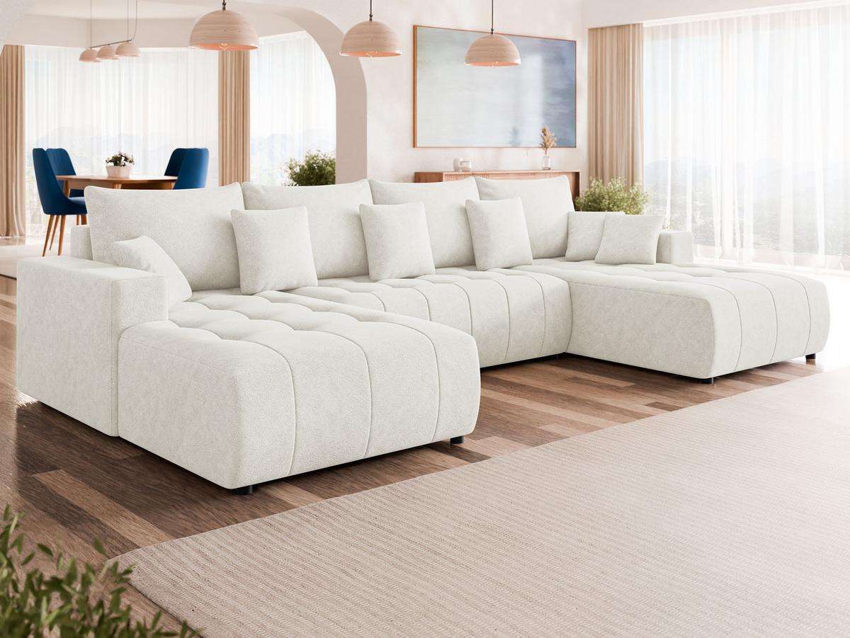 WOHNLANDSCHAFT Fabio U - Creme/Schwarz, Holz/Kunststoff (346/88/188cm) - MIRJAN24