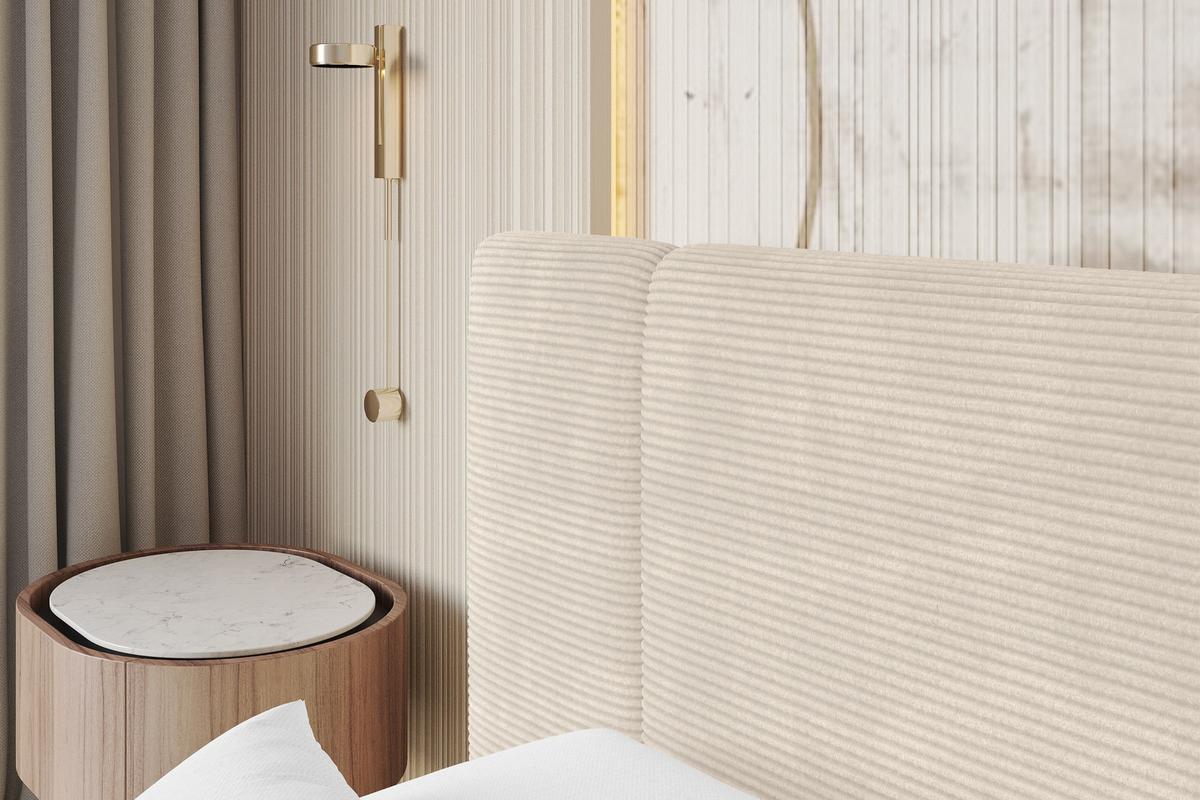 POLSTERBETT mit Bettkasten, Fußteil und Lattenrost, Bett mit Matratze H3/H4 - TEVO-Z 140x200 Beige - Creme, Holzwerkstoff/Textil (140/200cm) - ALTDECOR