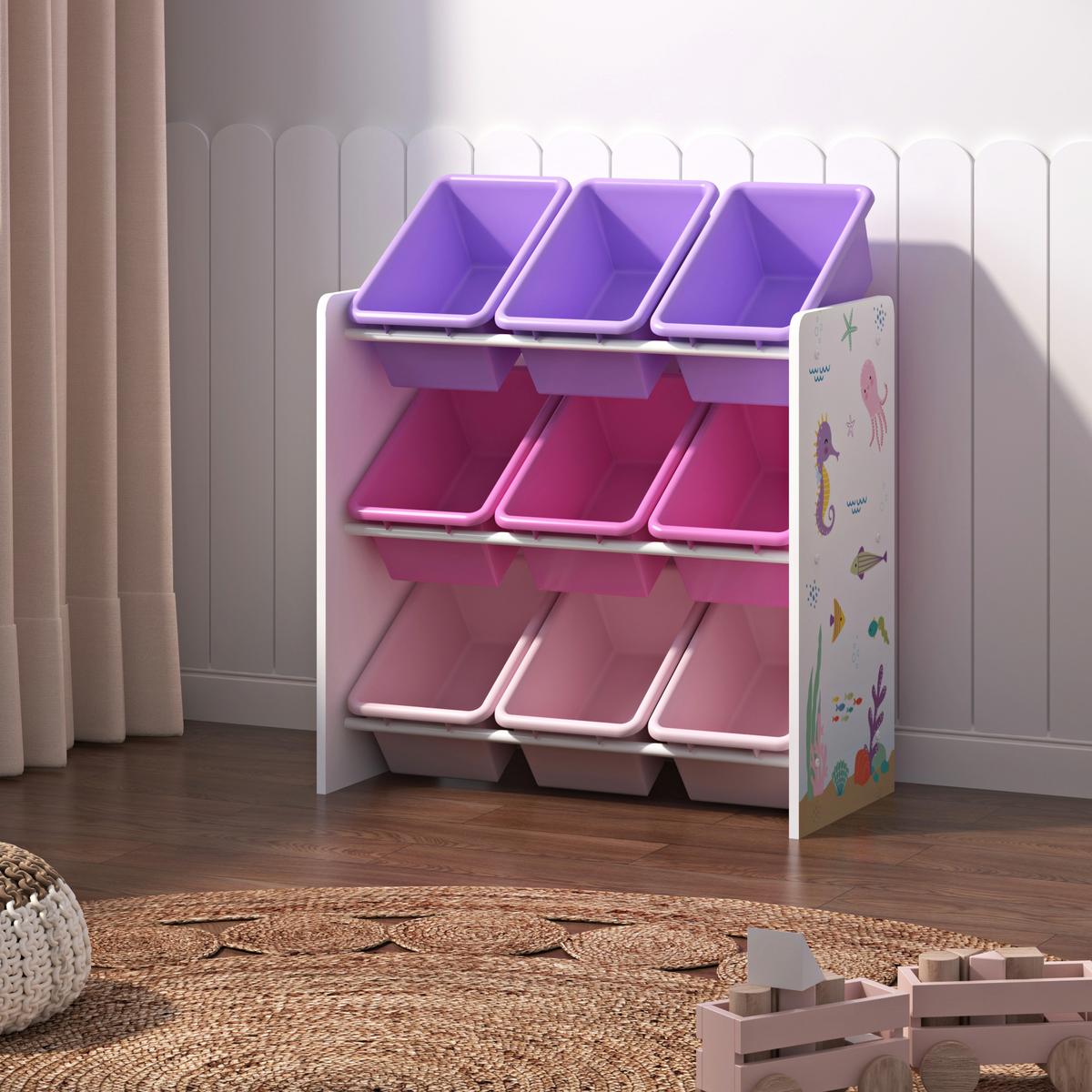 KINDERREGAL Muxía - Pink/Lila, Holzwerkstoff/Kunststoff (62/60/26.5cm) - [en.casa]