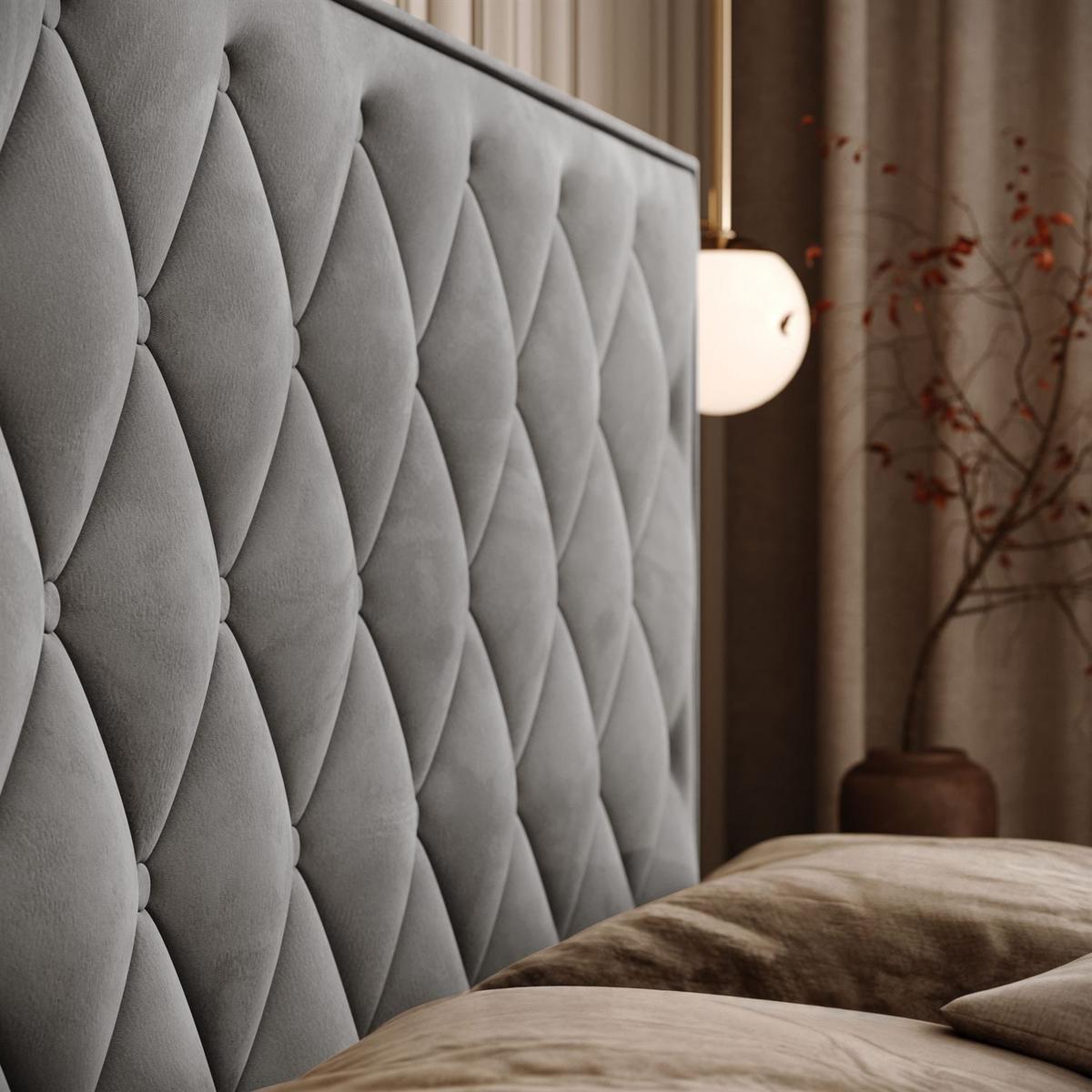 BOXSPRINGBETT INEZ II mit Bettkasten mit Topper 160x200 cm Royal Velvet 250 - Grau, Textil - Lookway