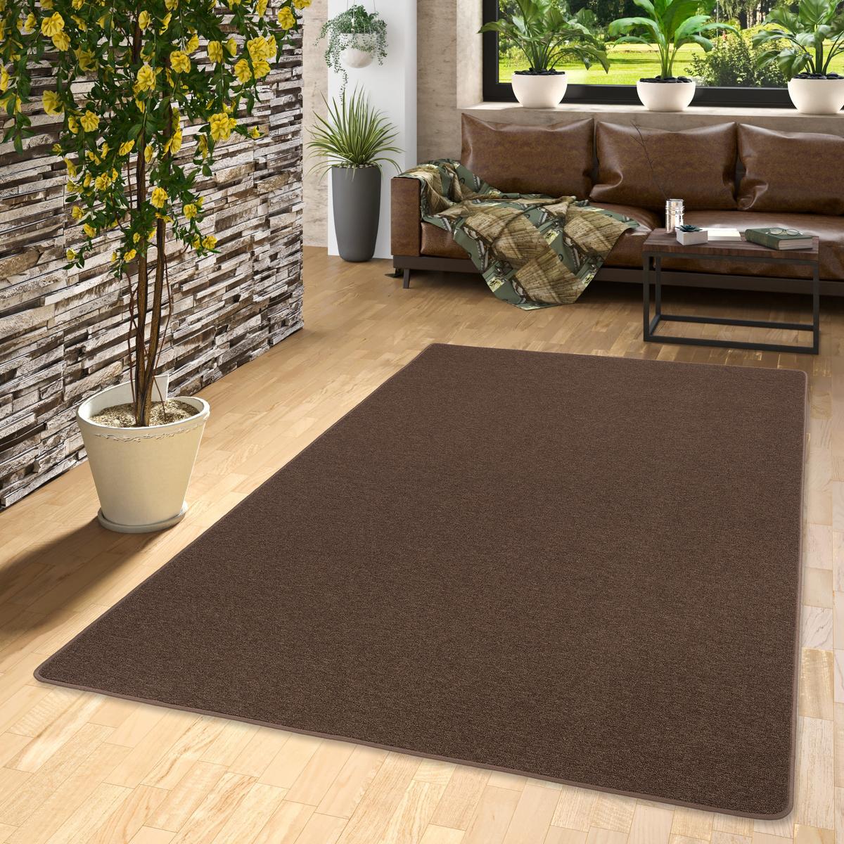 FEINSCHLINGEN VELOUR TEPPICH STRONG - Braun, Textil (133/133cm) - Snapstyle