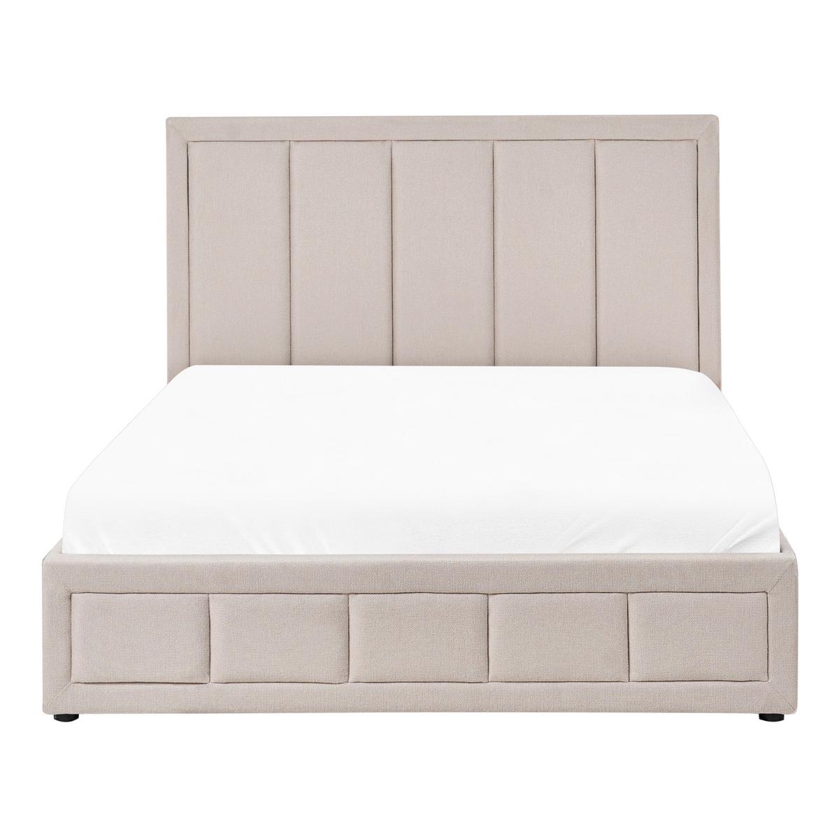 BETT mit Stauraum 140/200 cm Stoff Beige Quiberon - Beige, Textil (140/200cm) - Beliani