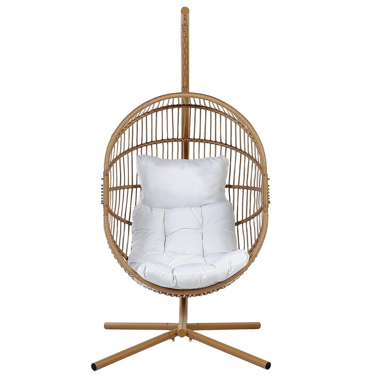 HÄNGESESSEL mit beigem PE Rattangestell Acri - Beige, Kunststoff (98/197/120cm) - Beliani