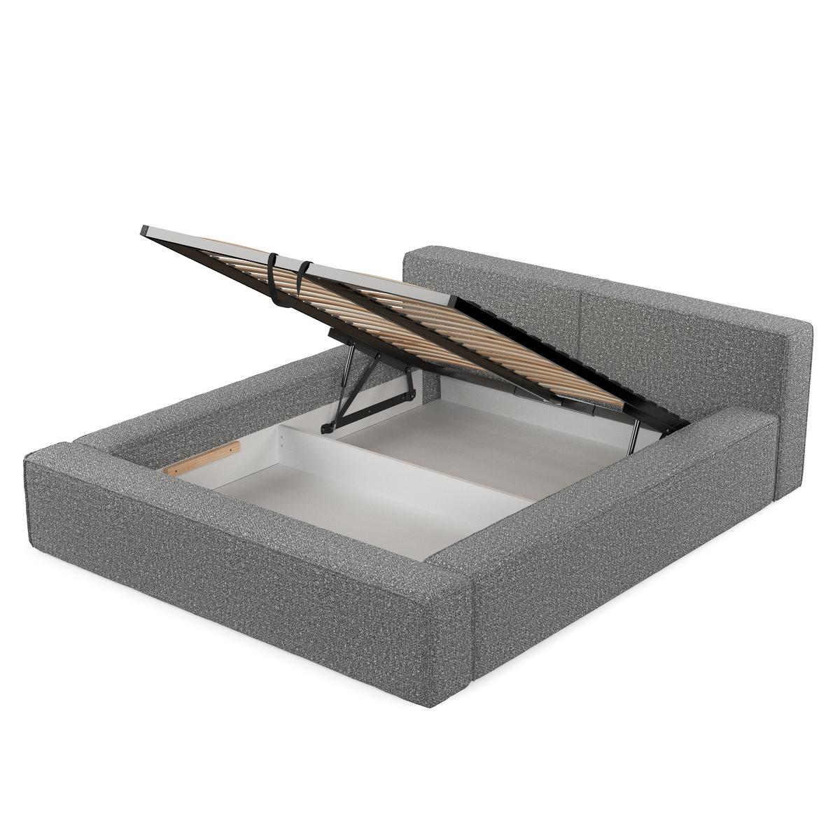 POLSTERBETT Casto mit Stauraum 140/200 cm Hellgrau im Blur Stoff - Hellgrau/Schwarz, Holz/Holzwerkstoff (140/200cm) - AltaBeds