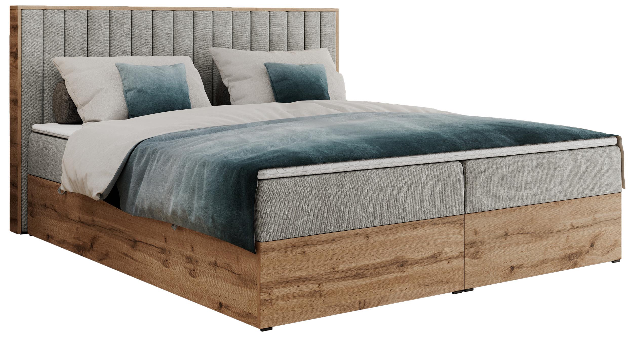 BOXBETT ALBERO 4 - 120/200 Hellgrau Struktur - H4 - Hellgrau, Holz/Textil (120/200cm) - MKS
