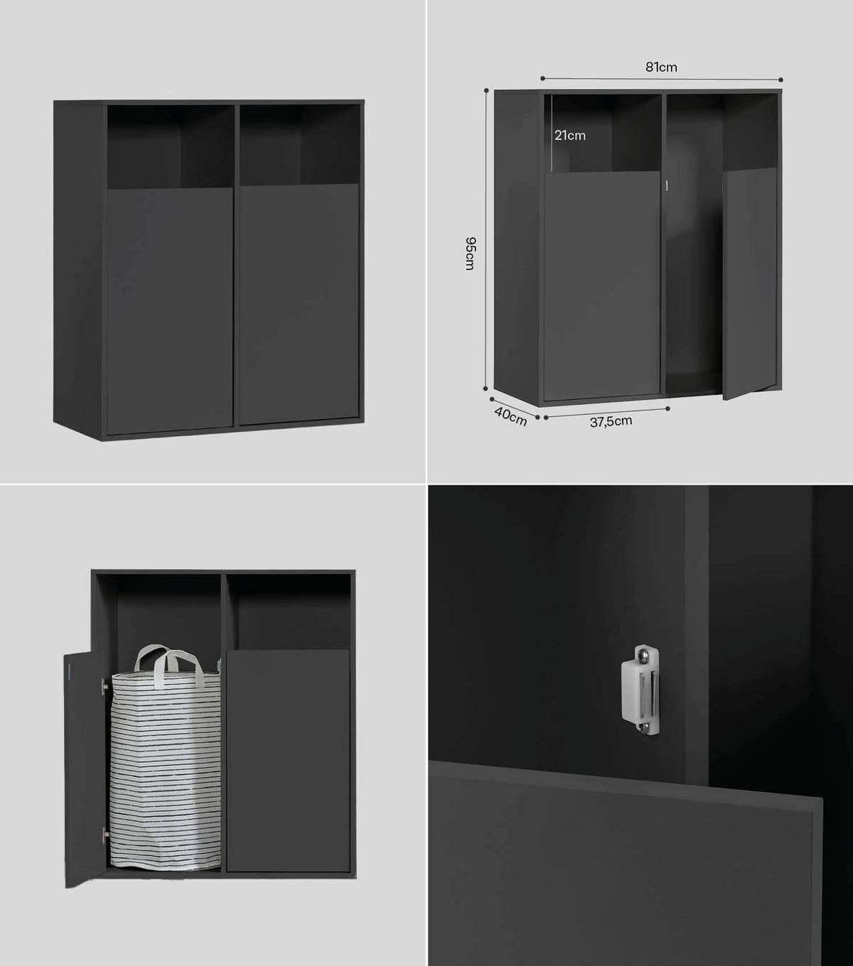 MEHRZWECKSCHRANK SET Der Allzweckwaffe - Schwarz, Holzwerkstoff (145/180/40cm) - Mokebo