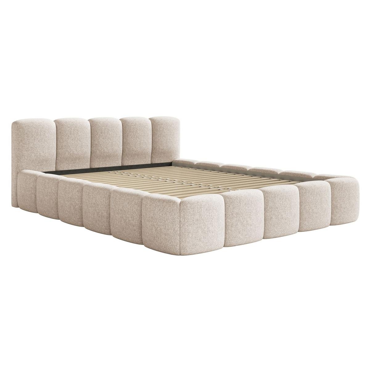 POLSTERBETT Cloudy Low Hellbeige Chenille, 120x200 cm - Ecru/Schwarz, Kunststoff/Textil (120/200cm) - Selsey