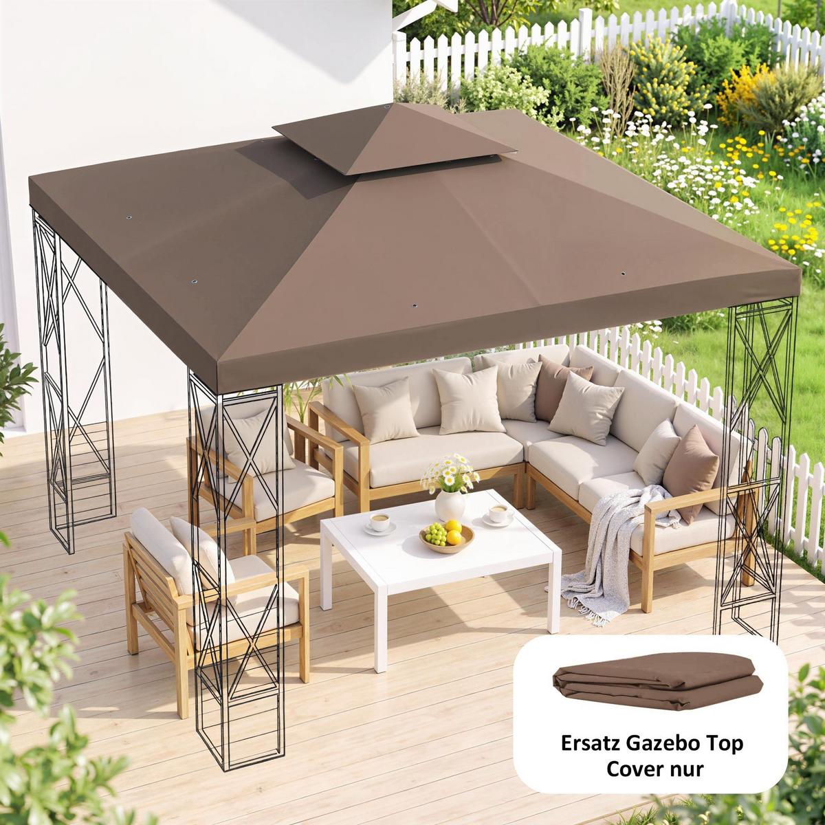 PAVILLONDACH, Polyester, Kaffee - Braun, Kunststoff (300/18/300cm) - Outsunny