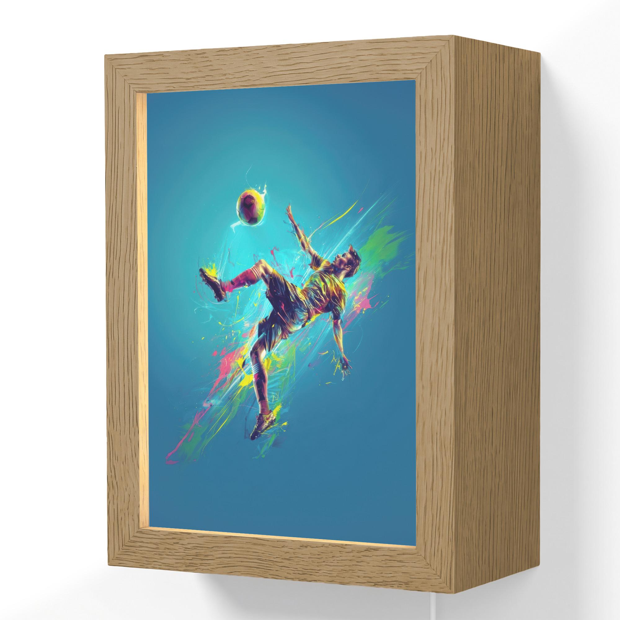 WANDLEUCHTE Fußballer - Farbspritzer - Farbenfroh - Ball 15x20 cm - Blau, Holzwerkstoff (15/20/8cm) - OnlyWow