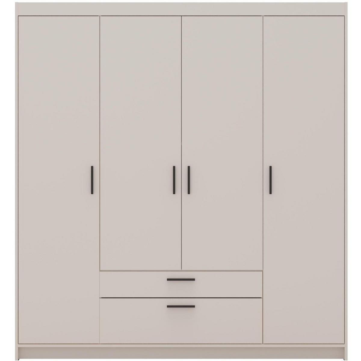 DREHTÜRENSCHRANK Elena mit 4 Türen und 2 Schubladen, ohne Spiegel Sandbeige - Sandfarben, Holzwerkstoff (176/190/53cm) - Beautysofa