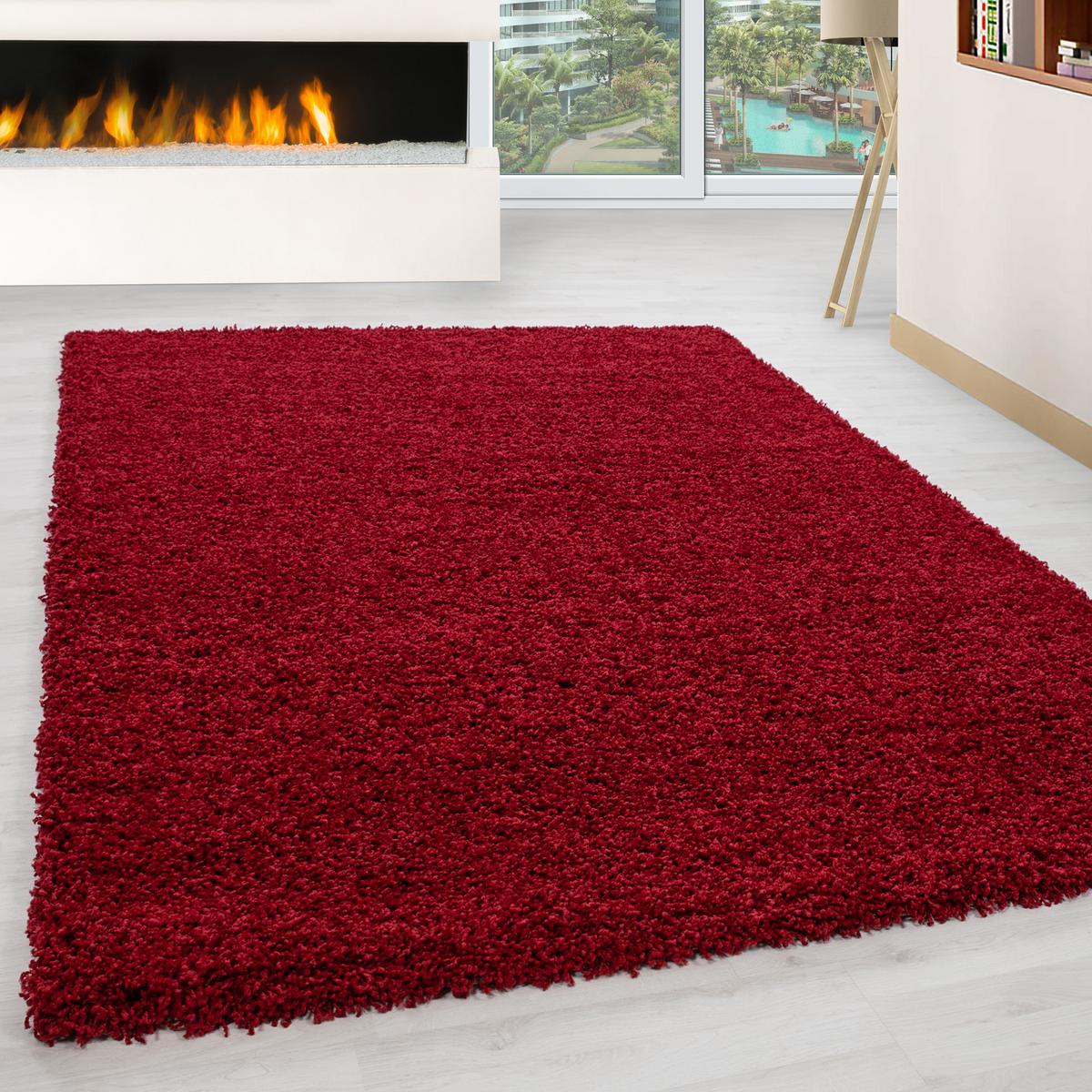 HOCHFLORTEPPICH RHEIN, einfarbig, Rot, 60 x 110 cm - Rot, Textil (60/110cm) - KADIMA DESIGN