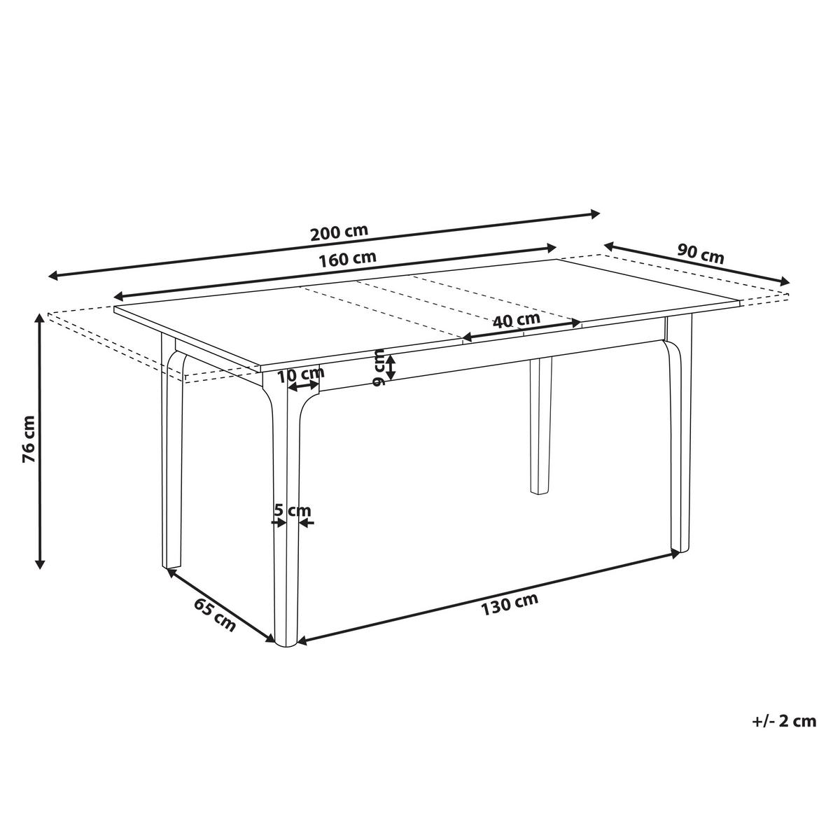 ESSTISCH ausziehbar Dunkle Esche 160-200/90 cm Delmas - Dunkelbraun, Holzwerkstoff (160/90/76cm) - Beliani