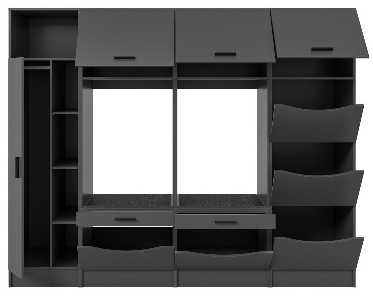 WASCHMASCHINENSCHRANK grau Set 4-teilig 242 x 196 cm, viel Stauraum - Schwarz/Grau, Holzwerkstoff/Kunststoff (242/196/68cm) - Inn.Furn