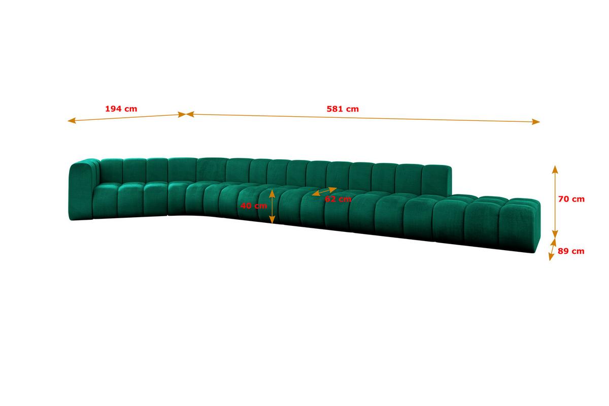 ECKSOFA modulares Sofa Tilmo-L3 - 581x194x70 cm Grün - Dunkelgrün, Holzwerkstoff/Textil (581/194cm) - ALTDECOR