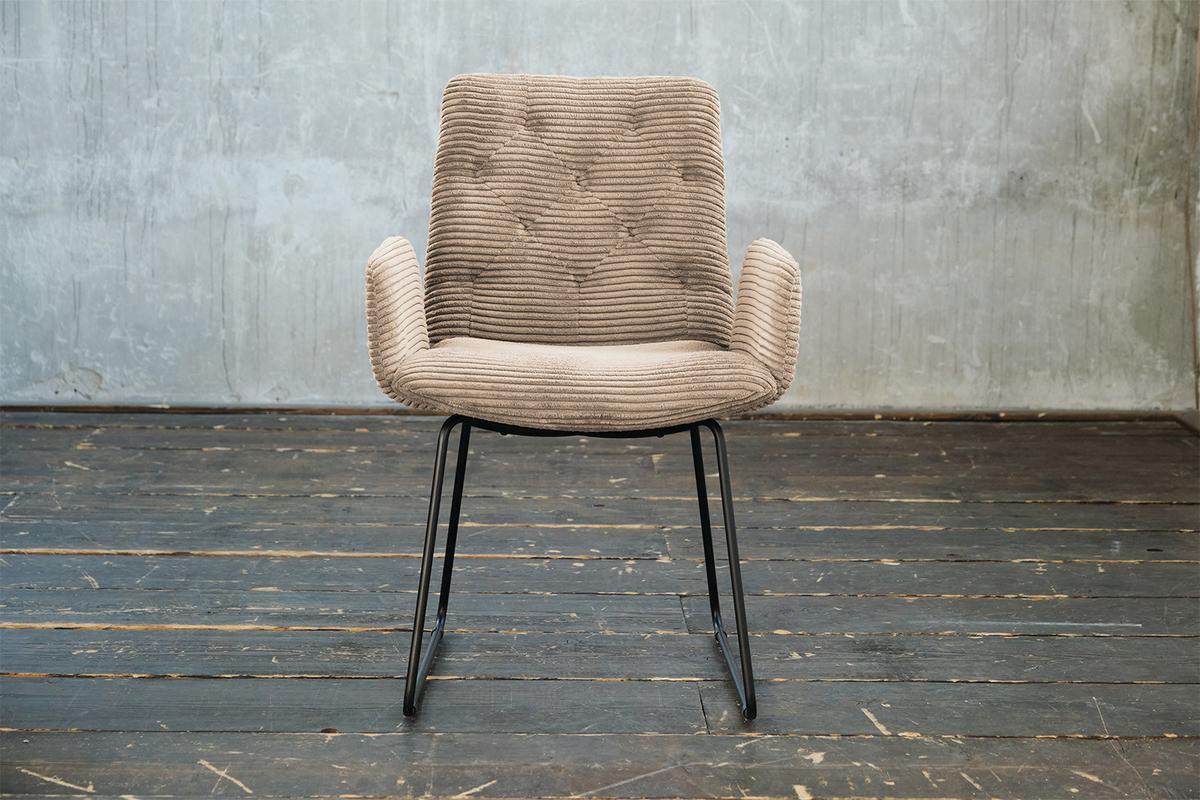 STUHL NEW CHARME Taupe Cord (1er-Set) - Taupe, Textil (59/87/66cm) - KAWOLA