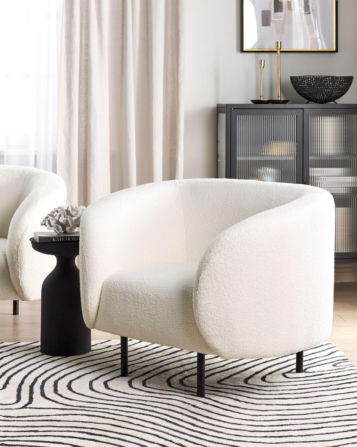 SESSEL Weiß Loen - Schwarz/Weiß, Textil (105/79/70cm) - Beliani