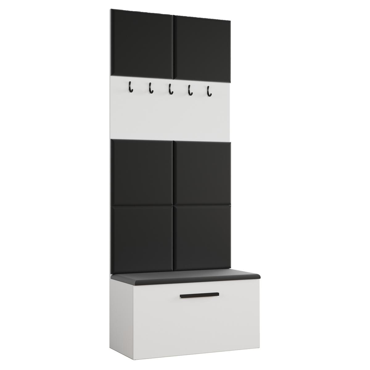 GARDEROBENSCHRANK MODULO 160,6/204/40 cm Modern Garderobe-Set Weiß - Schwarz/Weiß, Holzwerkstoff (160.6/204/40cm) - MASSENO