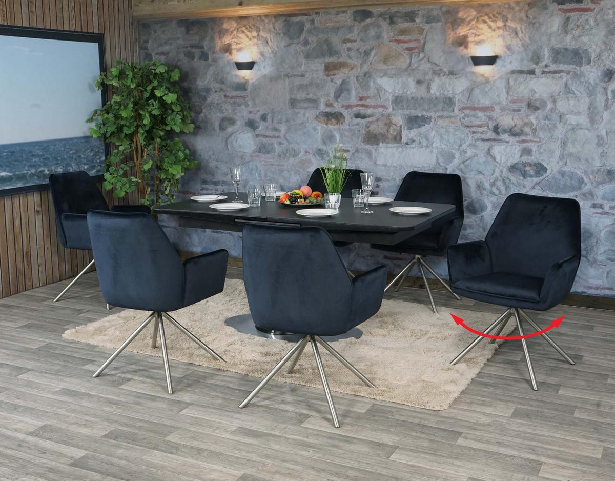 ESSZIMMERSTUHL Anthrazit, Silber 6er-Set - Anthrazit/Silberfarben, Textil (60/86/60cm) - MCW