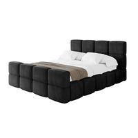POLSTERBETT mit Bettkasten und Lattenrost, Bett mit Kopfteil, Boxbett ohne Matratze, Doppelbett mit Stauraum - NATA-Z 200x200 Schwarz - Schwarz Hochglanz, Holzwerkstoff/Textil (200/200cm) - ALTDECOR