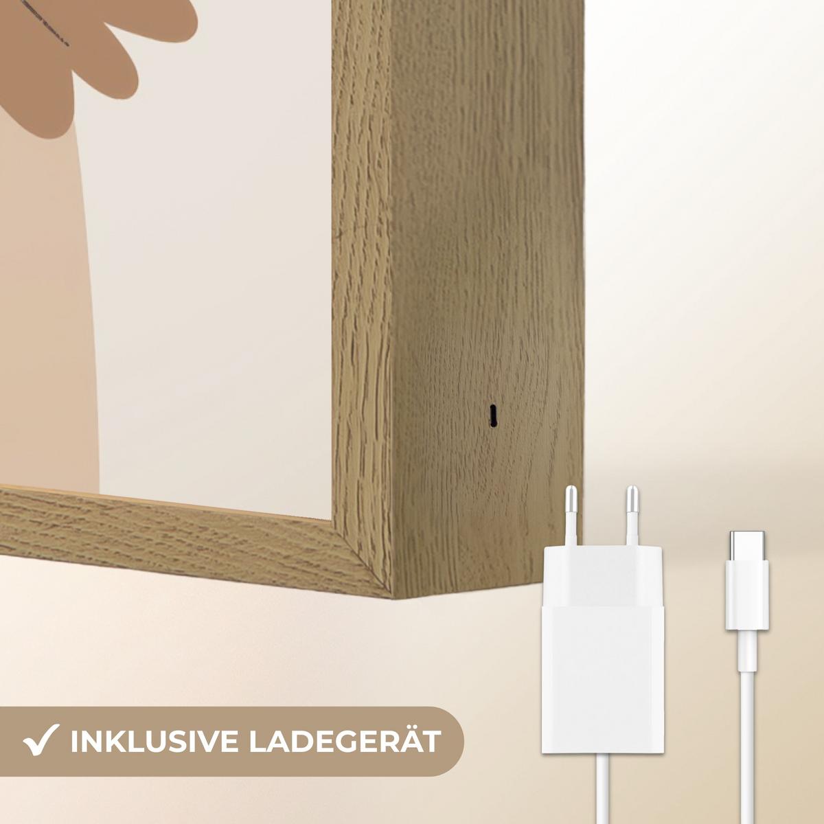 NACHTTISCHLAMPE MIT AKKU Löwe - Beige - Tier - Mutig - Zitat 60x90 cm - Beige, Holzwerkstoff (8/60/90cm) - OnlyWow