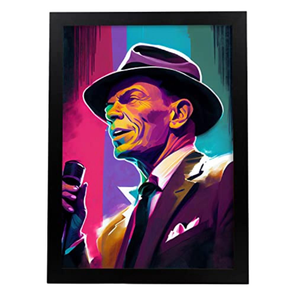 POSTER Frank Sinatra (Gesicht) In Voller Farbe Fotostil. A4 Schwarzer Rahmen - Schwarz, Papier (29.7/5/21cm) - Nacnic