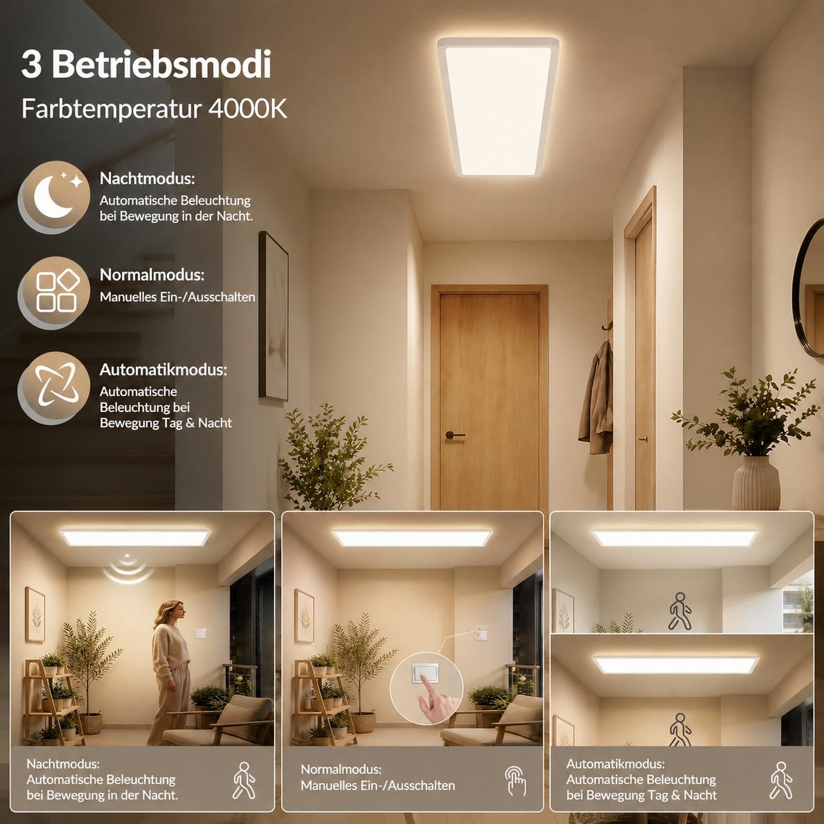 LED DECKENLEUCHTE Helyvith 100/25/5 cm - Weiß, Kunststoff/Metall (100/25/5cm) - ZMH