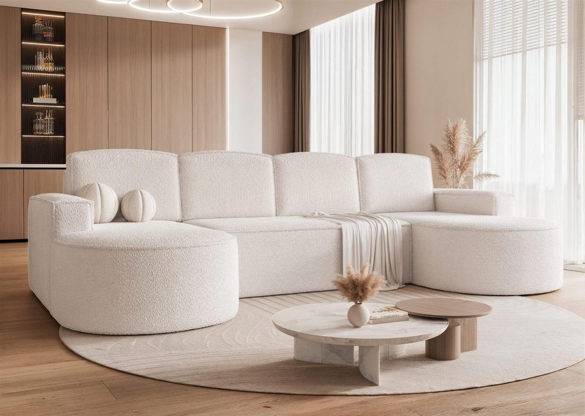WOHNLANDSCHAFT Arlet Schlaffunktion - Creme, Holzwerkstoff/Textil (316/88/157cm) - Fun Möbel