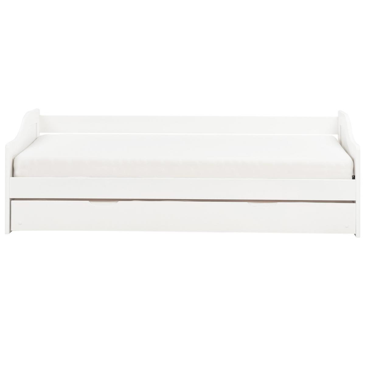 AUSZIEHBETT 90x200 cm Weiß Luneray - Weiß, Holz (90/200cm) - Beliani