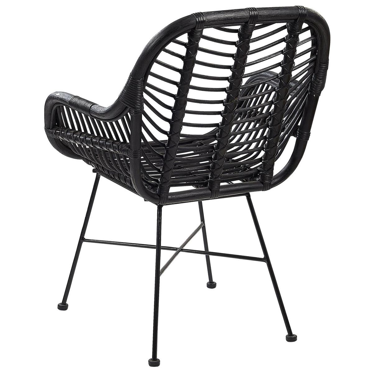 RATTANSTUHL Rattan Schwarz Canora - Schwarz, Naturmaterialien/Metall (64/89/51cm) - Beliani