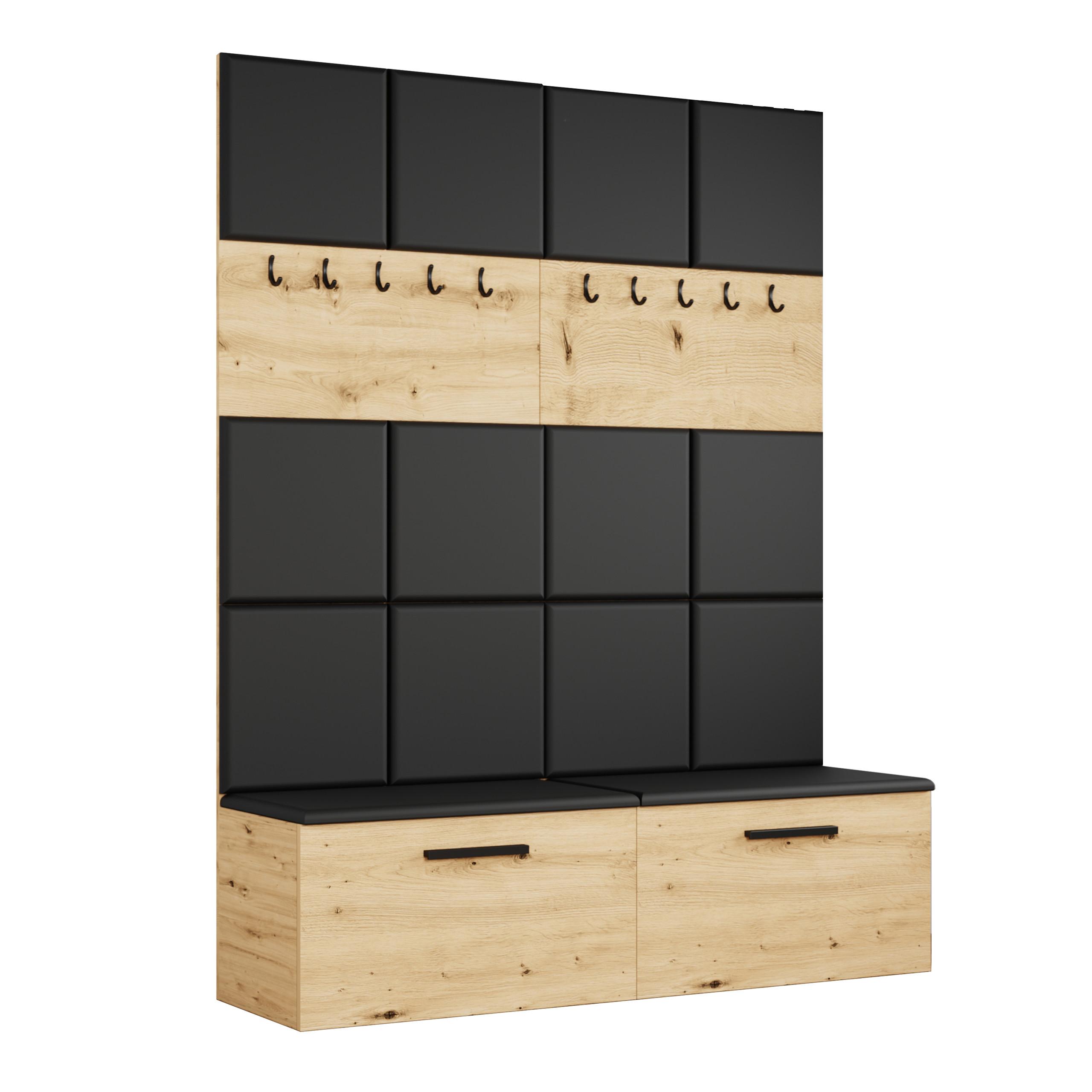 GARDEROBENSCHRANK MODULO 161,2/204/40 cm Modern Garderobe-Set Eiche Artisan - Schwarz/Eiche Artisan, Holzwerkstoff (161.2/204/40cm) - MASSENO