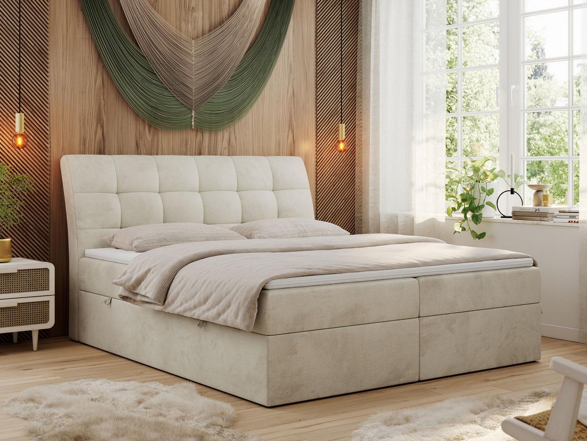 BOXBETT DIEGOS 140/200 Beige Velvet - H4 - Beige, Holz/Textil (140/200cm) - MKS