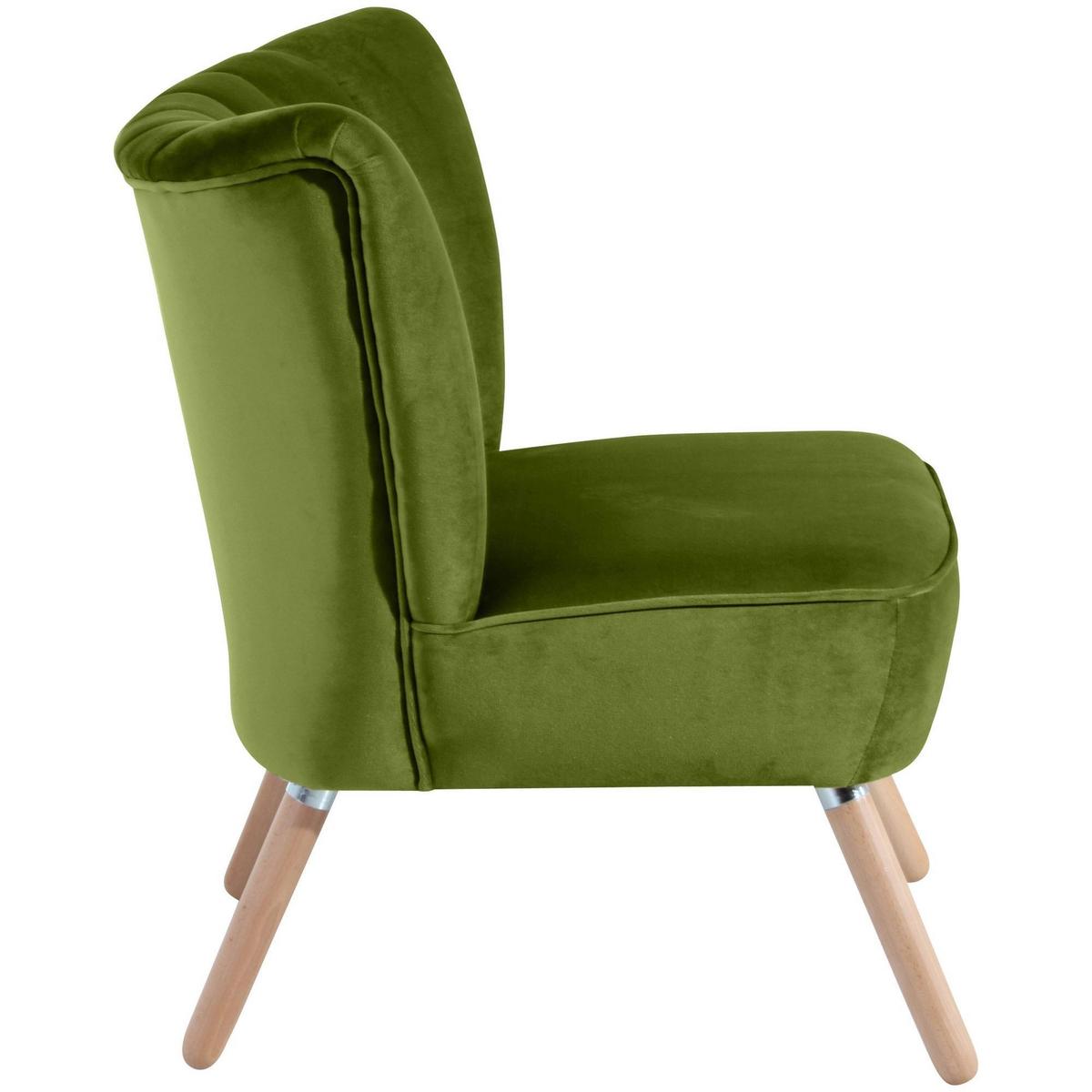 SESSEL Kadisha Bezug Samtvelours Buche natur / oliv - Buchefarben/Olivgrün, Kunststoff (70/80/66cm) - 58aufmkessel